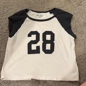Brandy Melville Black & White Crop Tee with '28' Graphic